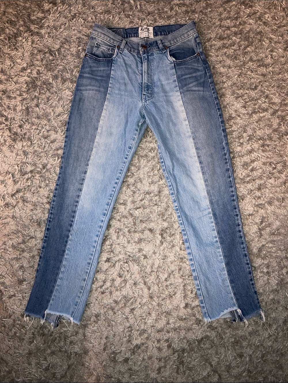 REVICE sz 31 Two-Tone Women’s Jeans high waisted edge cut flag label